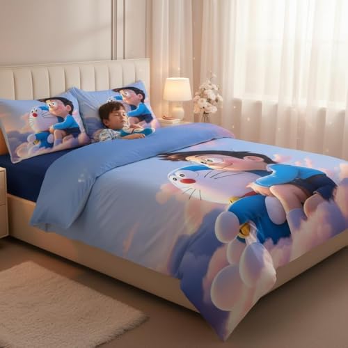 Image of 7D Digital Print King Size Bedsheet (90x100 Inches) | Extra Soft & Heavy Fabric | Rich Colors | 2 Jumbo Pillow Covers 17x27 inches Included (Sky Blue)