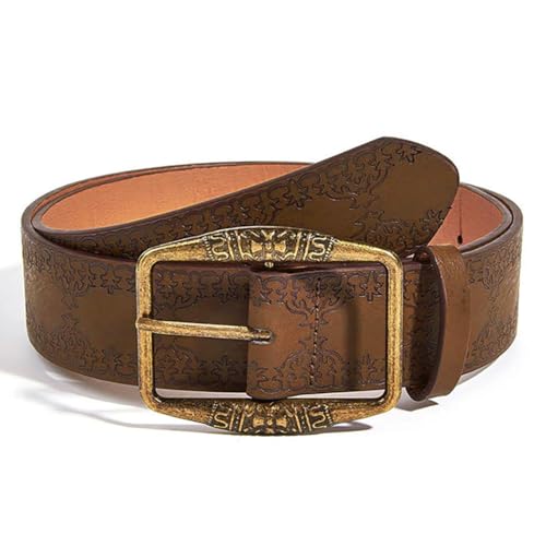 Women Western Belt Gold Buckle Cowgirl Belt Vinatge Country Leather Belt for Jeans Pants Fashion Ladies Leather Belt