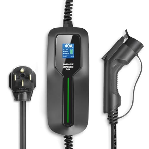 BESENERGY Level 2 EV Charger 40Amp, ETL FCC Listed, NEMA14-50 Plug with 20ft Cable, 220V-240V, Indoor/Outdoor,for All j1772 evs