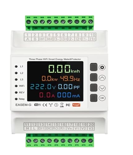 Compteur d'énergie bidirectionnel 200A avec 3 pinces CT et relais de protection tension