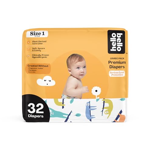 Image of Hello Bello Premium Baby Diapers Size 1, 32 Count of Disposable, Extra-Absorbent, Hypoallergenic Baby Diapers with Snug and Comfort Fit, Sleepy Sloth