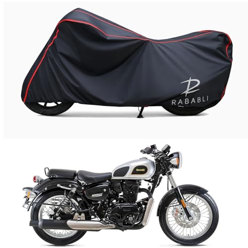 Image of Waterproof Bike Body Cover Compatible for | Benelli Imperiale 400cc | Taffeta Fabric, Red Piping Design, Bottom Elastic Fit | Dustproof, Sun UV & Rain Protection for All Bikes
