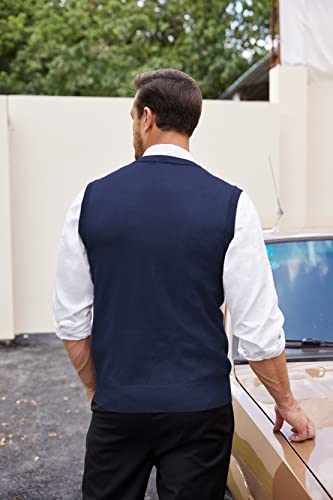 Coofandy Men's V Neck Sweater Vest Knitted Slim Fit Sleeveless Sweater Vest Winter Blue S #TOP2