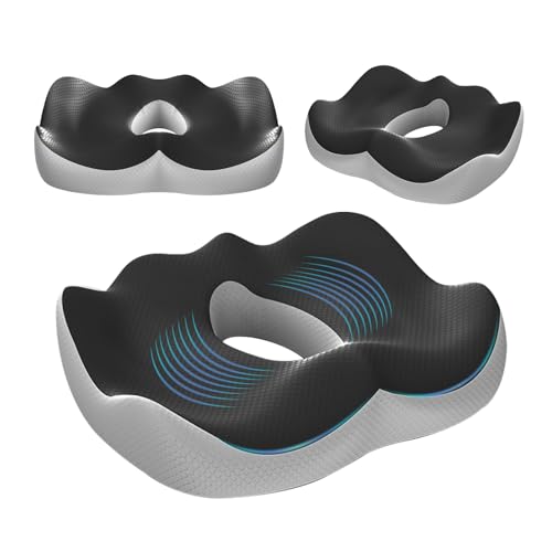 Cojin Silla Oficina Ergonómico,Cojín de Espuma Viscoelástica Cojin Ortopedico para Coxis y Lumbar, Cojín de Asiento Ergonómico de Espuma con Memoria para Silla de Oficina, Sillas Gaming, Ruedar