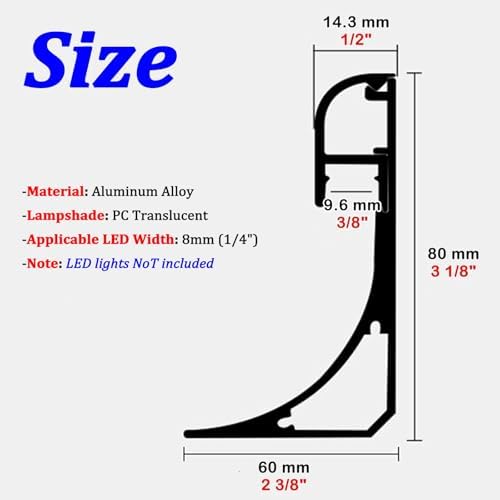 LED Crown Molding Aluminum Profile for Indirect Ceiling Lighting | Easy Install Cornice for Living Room, Kitchen & Home Theater | Modern Decorative Trim