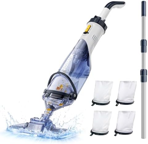 Pool Vacuum for Above Ground Pool, JESIMAIK Cordless Pool Vacuum with 18.5 GPM, 60 Min Runtime, Telescopic Pole, Ideal Above Ground Pool Vacuum for Inground Pool, Spas, Hot Tubs