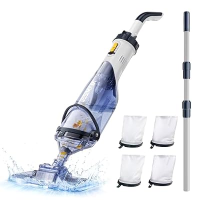 Handheld Pool Vacuum, JESIMAIK Rechargeable Pool Cleaner with 18.5 GPM, 60 Min Runtime, Telescopic Pole, Ideal Cordless Pool Vacuum for Above Ground Pools, Inground Pool, Spas, Hot Tubs