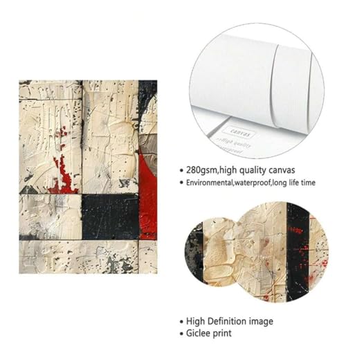 Toile géométrique rouge et noire pour salon moderne affiche murale 70x70 - 5