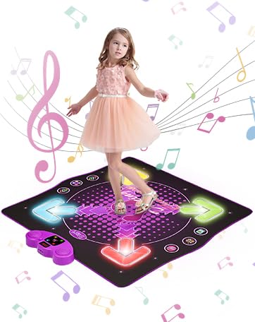 Generisch Tapis de jeu pour enfants avec 8 flèches lumineuses pour enfants pour un plaisir de danse interactif avec musique Bluetooth Tapis musical interactif...