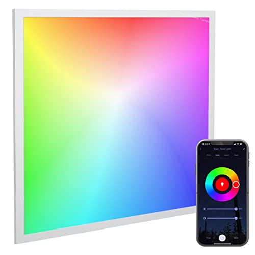 Long Life Lamp Company Smart WiFi RGB 40w LED Ceiling Panel Colour Changing Mood Light Flat 600 x 600 App Controlled