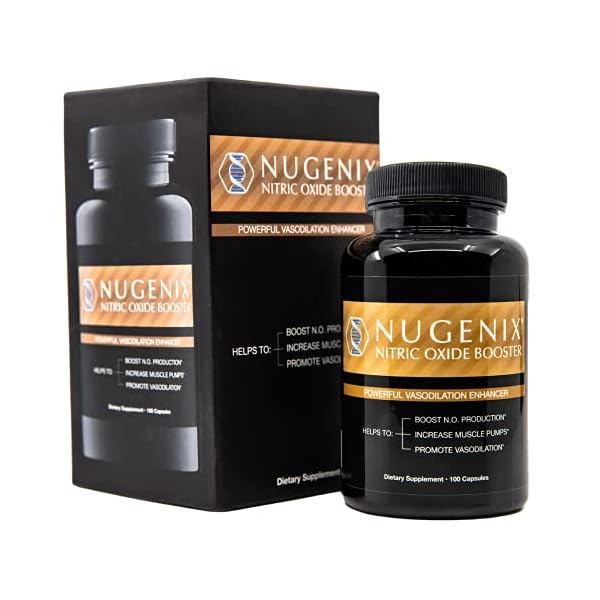 Nugenix Nitric Oxide Booster Supplement - Nitric Oxide Flow, L-Arginine, L-Citrulline, Pine Bark Extract - Vasodilator - 100 Capsules