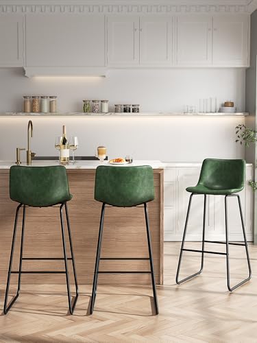 Image of 30in Bar Stools Counter Height Chairs Set of 6 Metal Legs (Green)