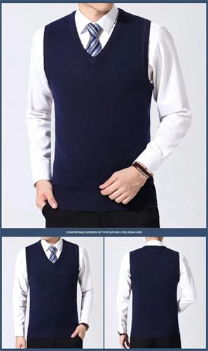 Men's Wool Knitted Sweater Vest Solid Color V-Neck Sleeveless Pullover Outwear Tops Waistcoat3