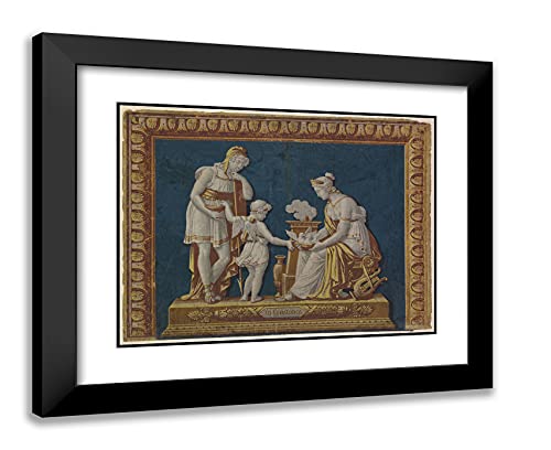 ArtDirect Artist Unknown 24x20 Black Modern Framed and Double Matted Art Print Titled La Constance Wallpaper Fire Board