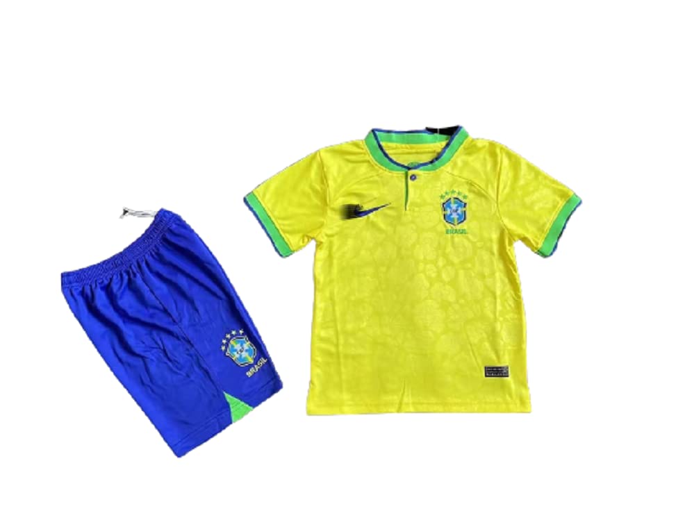 GenericKids Football Kit Brazil 2022/23 Home Kit, Brazil Kids Football T-shirt Shorts Uniform Kit