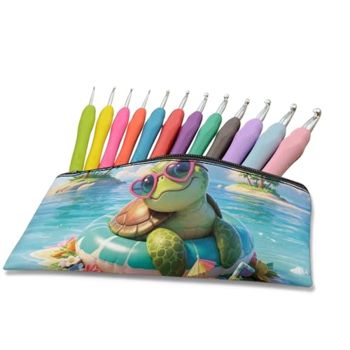 Image of Tropical Turtle Pencil Case Lightweight Pencil Box for Preschool Toddlers Girls Pen Holder for Stationery Storage Ideal for School Classroom
