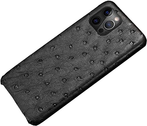 Housse cuir d'autruche iPhone 14 Pro Max demi-paquet antichoc