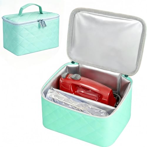 Image of Hand Mixer Storage Case for KitchenAid 5, 6, 7 and 9 Speed Mixers | Portable Design With Carry Handle For Home Bakers, Kitchen Storage, Baking Classes And Travel, Green - Case Only