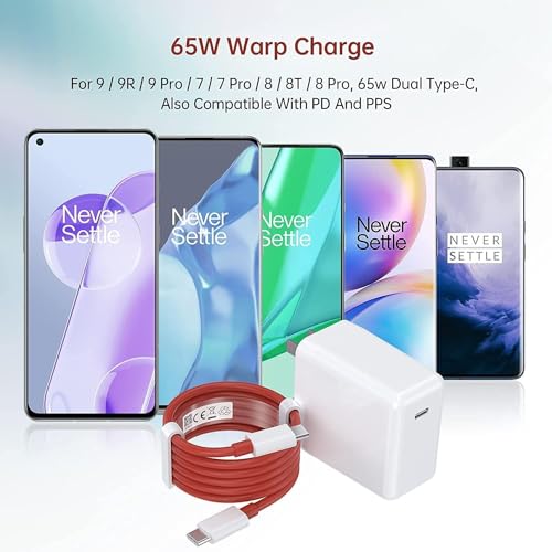 Image of Original 65W Fast Charger Adapter with USB Type-C to Type-C Cable Compatible with OnePlus 13, 13S 13R Ultra-Fast Charging & Reliable Power Delivery