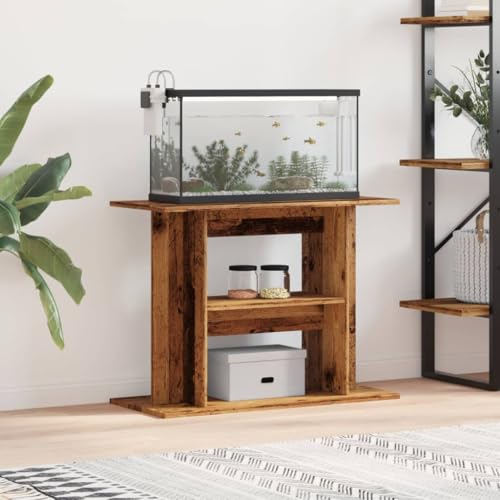 Tomostar Support pour Aquarium, Meuble pour Aquarium Meuble de Base Table d'aquarium vieux bois 80x35x60 cm bois d'ingénierie