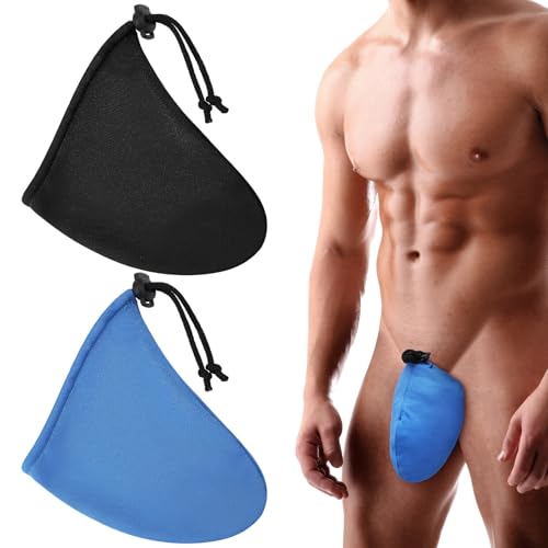 Image of Dansydaisy 2 Pcs Men's Tanning Pouch Sun Protection, Tanning Cover for Men (Plain,Blue and Black)