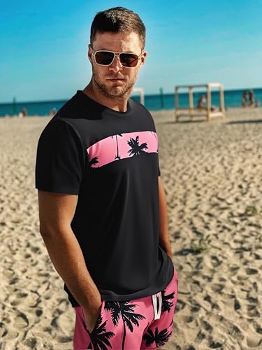 Men's 2-Piece Short Sleeve T-Shirt and Shorts Set for Beach Vacation Pajama Sleepwear Casual Loungewear3