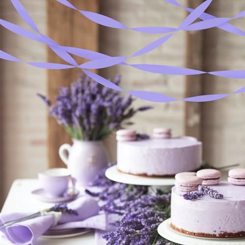 Image of 8 Rolls Crepe Paper Streamers, Light Purple Streamers Party Decorations for Baby Shower Bridal Shower Wedding Lavender Party Birthday Graduation