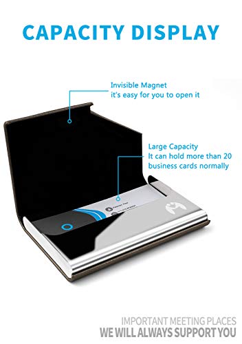 Business Card Holder, MUCO Business Name Card Holder Case Luxury PU Leather & Stainless Steel Multi Card Wallet Credit Card ID Case for Men & Women with Magnetic Shut