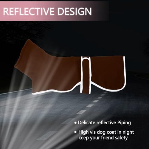Geyecete Fleece Hundemantel Pullover für Windhunde,Whippet Winterjacken Rollkragen Warmes Verstellbaren Winterpullover für Hunde, Kleidung Speziell für Greyhounds Lurcher und Whippets-Braun-XS