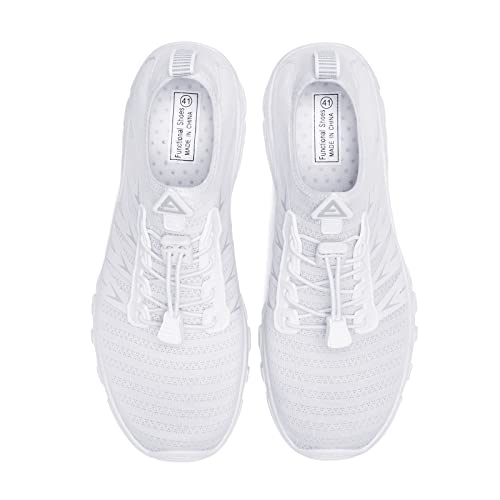 Image of Racqua Mens&Womens Water Shoes Quick-Dry Aqua Shoes Beach Sport Swim Shoes Barefoot for Boating Fishing Diving Surfing Pool River Lake Hiking, White, 8 Women /7 Men