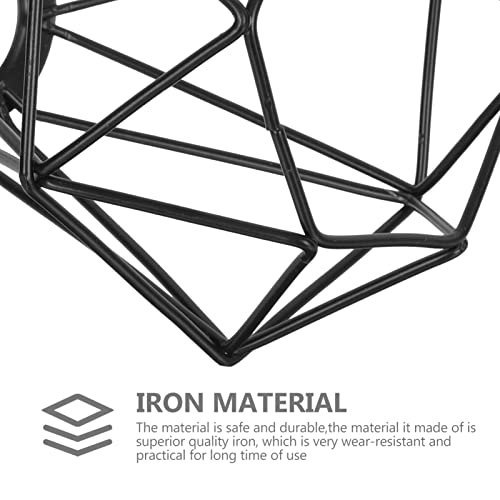 Image of Industrial Black Metal Wire Cage Lampshade - Vintage Diamond Shape Light Cover for Pendant Lights, Wall Lamps, Ceiling Fixtures, and Table Lamps - Easy to Install, Ideal for Home and Kitchen Decor