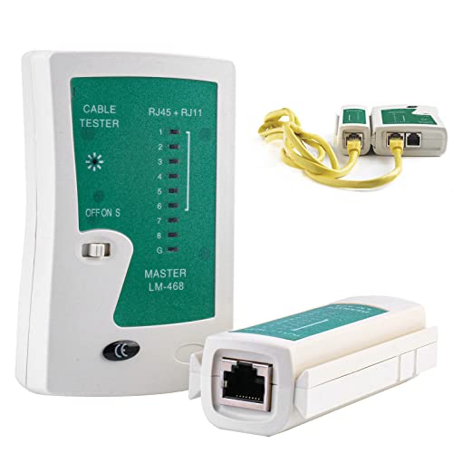Netzwerk Kabeltester: Netzwerktester RJ11 RJ12 RJ45 ISDN LAN, Netzwerkkabel Kabel Patchkabel Leitungstester Tester Telefon Kabelteser, Weiß Netzwerk Kabel Tester Cover