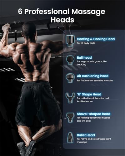 Image of RENPHO Power+ Thermacool Massage Gun with Heat and Cold, 12mm Amplitude Deep Tissue Percussion Massager for Professional Athletes, App Controlled Guided Courses, 6 Speeds