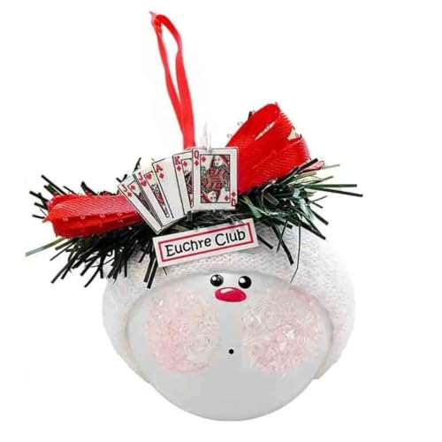 Euchre Gift Christmas Glass Ornament Personalized Hand Painted Handmade loner hand CA1