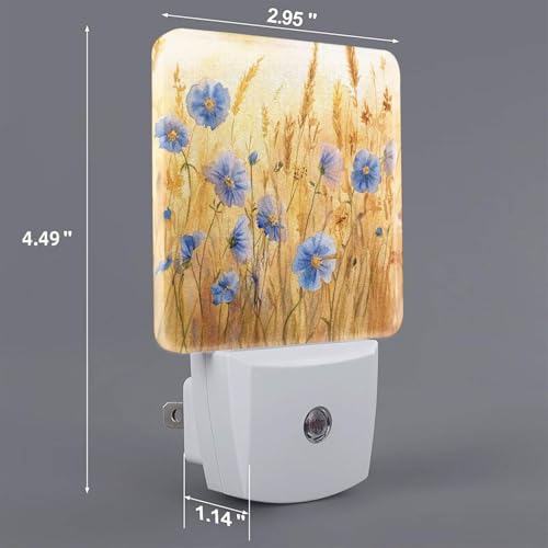 Image of Spring Flowers Watercolor LED Plug-in Night Light 2-Pack, Auto Sensor Nightlights Set of 2 for Bedroom Bathroom Corridors