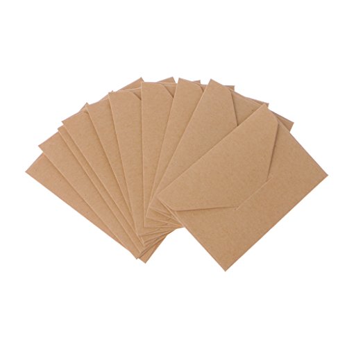 Mentin 50pcs Mini Enveloppes Kraft Enveloppes de Cartes-Cadeaux Enveloppes de Carte de Visite de Mariage Petites Enveloppes Classique Rabat (Marron)