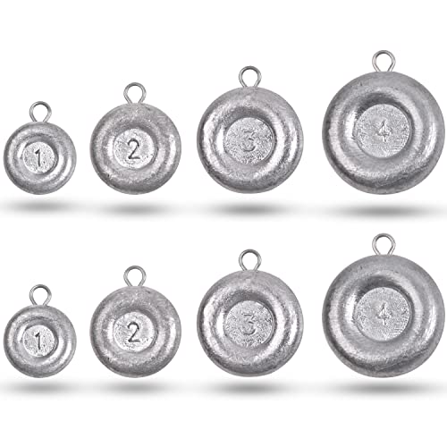 Plombs ronds et plats pour pêche en eau salée : lot de 8 lests anti-dérive pour courant fort