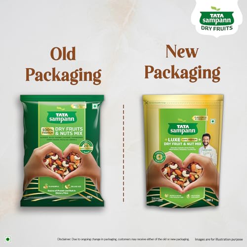 Image of Tata Sampann Luxe Dry Fruit & Nut Mix, 200g, Source of Protein, Magnesium & Phosphorus, Rich in Dietary Fiber, Flavourful & Crunchy Snack, Almonds, Cashews, Green Raisins, Black Raisins, Pistachios, & Cranberries