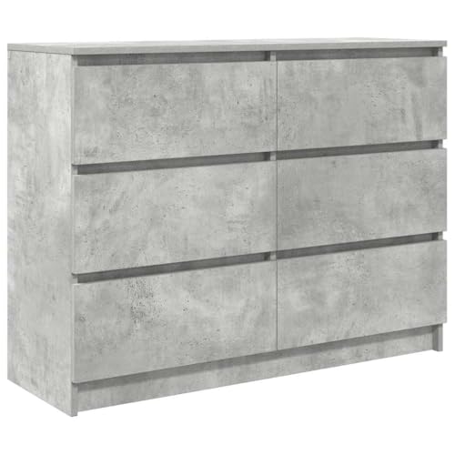 vidaXL Buffet Gris béton 100x35x76 cm Bois d'ingénierie, Armoire de Rangement, Meuble d'entrée, Meuble d'appoint, Meuble de Rangement de Cuisine