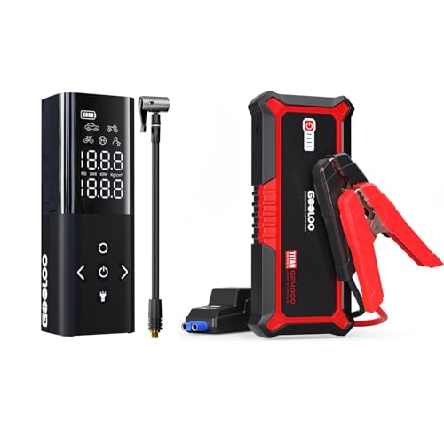 GOOLOO GP4000 4000A Peak Car Battery Jump Starter & AP150 Tire Inflator Portable Air Compressor, 150PSI Cordless Air Pum - Detailed View