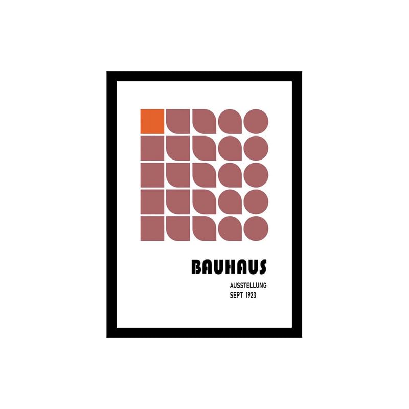 Image of BLINKART Vintage Bauhaus Retro Geometric Aesthetic Poster Gallery | Colorful Wrap Framed For Home Office Studio Living Room Modern Art Studio Decoration Abstract Shapes | (d68) | 13x10 Inch
