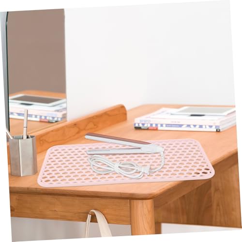 Almohadilla de silicona resistente al calor para herramientas de peinado, antideslizante y fácil de limpiar, compatible con rizadores y planchas de pelo, grande, color rosa miniatura 6