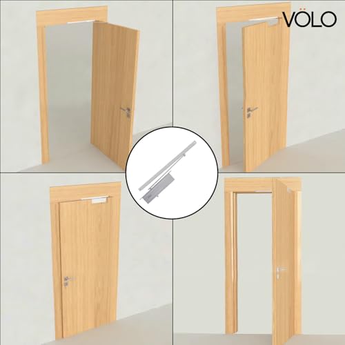 Image of Volo Automatic Hydraulic Concealed Door Closer 23MM - Aluminium, Double Speed, 60kg Capacity, Fits Thin Doors, Silver, Heavy Duty with Fitting & 1 Year Warranty