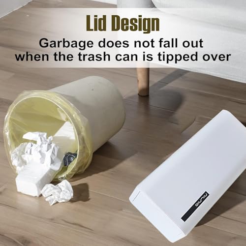 Caneca de basura pequeña con tapa presionable 9L blanca miniatura 4