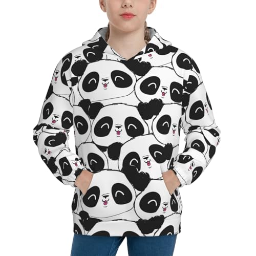 Panda Bear Kid Hoodies Boys Sweatshirts Girls Pullover with Pocket