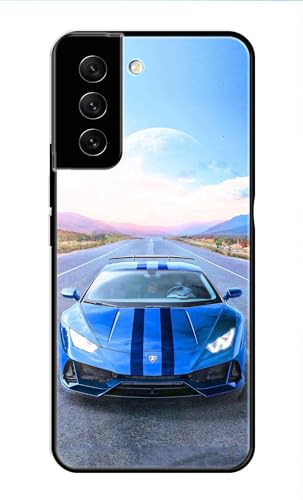 Image of Metal TPU Printed Back Cover for Samsung Galaxy S21 FE 5G (Car with Moon View) 360 Degree Protection | Camera Protection -25092024(AR)