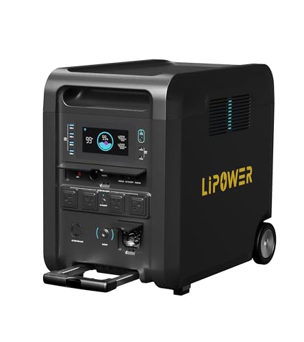 Lipower T4 Mater 6144Wh Power Station, 4200W AC Output, Lifepo4 Home Battery Backup Expandable to 36kWh, 1.5H to Full Charge, Solar Generator for Home Use, Emergency, Camping, RV