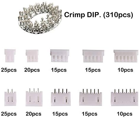 GTIWUNG 480Pcs JST Connector Kit with 2.54mm JST-XH 2/3/4/5/6 Pin Housing Female and Male Connector Plug, Pin Terminal Connector, JST Adapter Cable Connector Socket Male and Female, Crimp DIP Kit