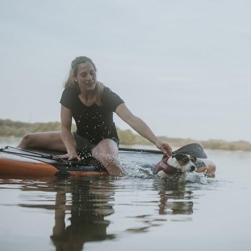HUNTER Hunde-Schwimmweste MOSS, Farbe: rot, maximale Sicherheit durch starken Auftrieb, individuell verstellbar, reflektierende Elemente, praktische Handschlaufe, Größe: M