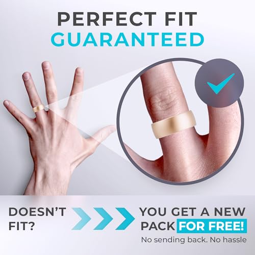 Image of ThunderFit Silicone Rings for Him and Her, Rubber Engagement Bands Unisex - 1 /4 /5 /7 /8 Variety Multipack